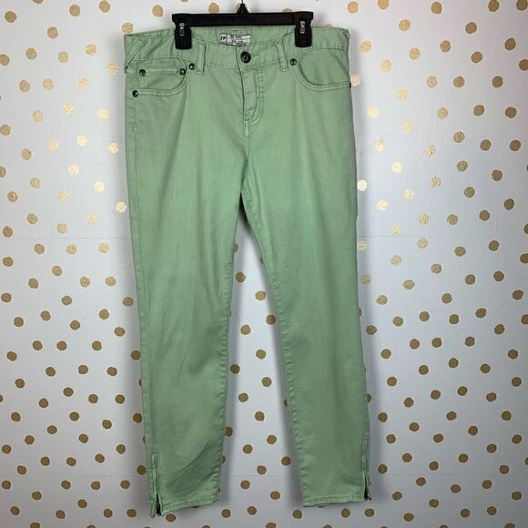 Free People Millennium Ankle Zip Mint Green Jeans - Picture 2 of 7